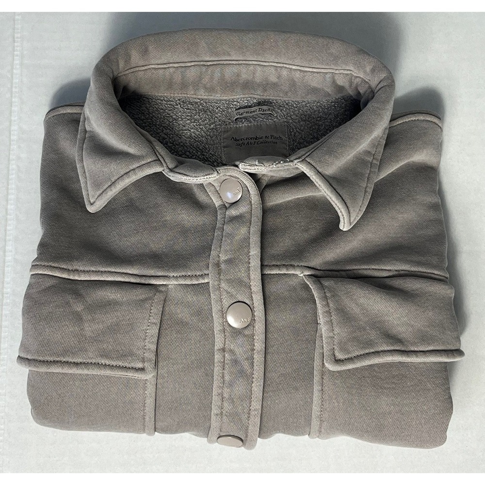 Abercrombie & Fitch Women's Medium Crop‎ Jacket Light Weight Snaps Sand Brown